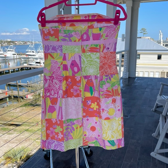 Lilly Pulitzer strapless dress (white label) Chef’s Blend Patchwork- 10 - Picture 3 of 7